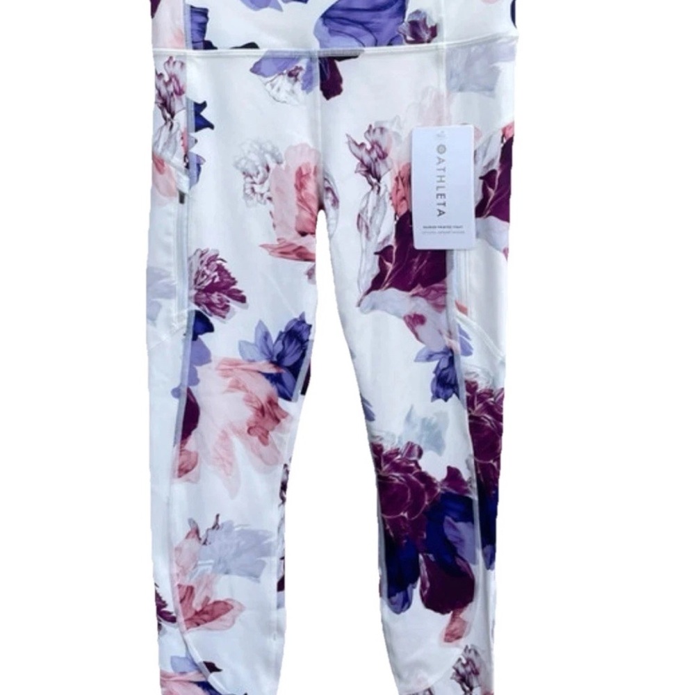 Athleta Women’s White Floral Print Leggings Size Small